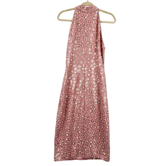 SHO by TADASHI SHOJI Sleeveless Sequin Sheath Dress in Blush Pink Leopard Large - Picture 7 of 8